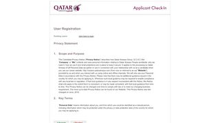 
                            1. User Registration - Qatar Airways Careers