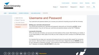 
                            8. Username and Password - Aston University