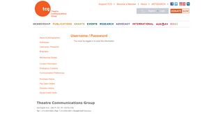 
                            3. Username / Password - Theatre Communications Group