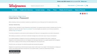 
                            3. Username/Password | Account | Website | Contact Us | Walgreens