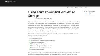 
                            5. Using Azure PowerShell with Azure Storage | Microsoft Docs