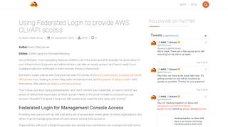 
                            7. Using Federated Login to provide AWS CLI/API access