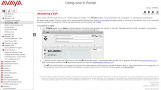 
                            7. Using one-X Portal > Answering a Call - Avaya