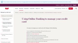 
                            4. Using Online Banking to manage your credit card | Westpac