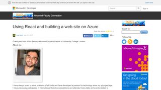 
                            1. Using React and building a web site on Azure – Microsoft Faculty ...