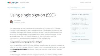 
                            2. Using single sign-on (SSO) - CS Disco