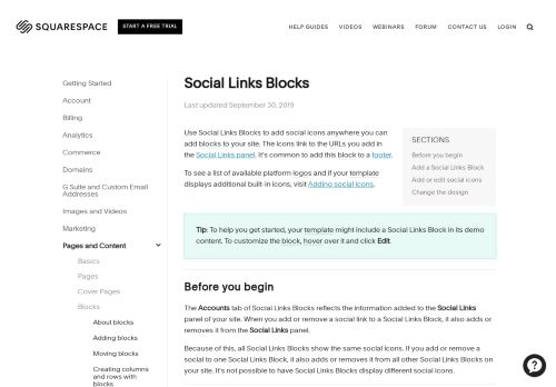 
                            8. Using Social Links Blocks – Squarespace Help