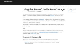 
                            1. Using the Azure CLI with Azure Storage | Microsoft Docs