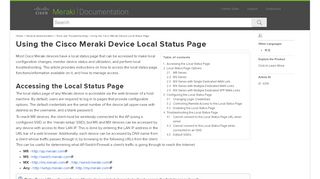 
                            2. Using the Cisco Meraki Device Local Status Page