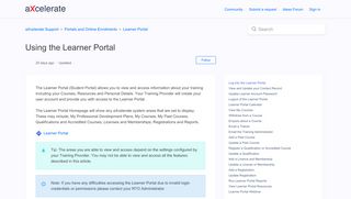 
                            11. Using the Learner Portal – aXcelerate Support