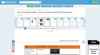 
                            9. Using The Reset Button - Arris Touchstone DG3450 User Manual ...