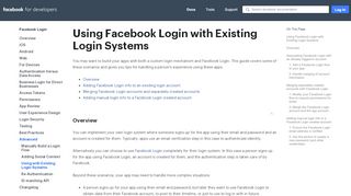 
                            9. Using with Existing Login Systems - Facebook for Developers