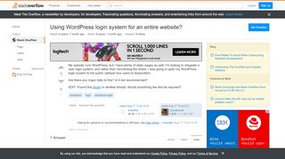 
                            8. Using WordPress login system for an entire website? - Stack Overflow