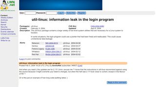 
                            3. util-linux: information leak in the login program [LWN.net]