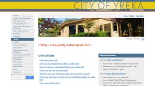 
                            3. Utility FAQs - City of Yreka, CA