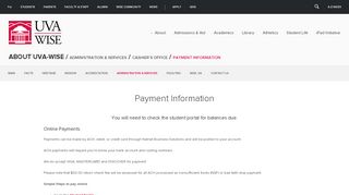 
                            9. UVa-Wise Cashier's Office Payment Information