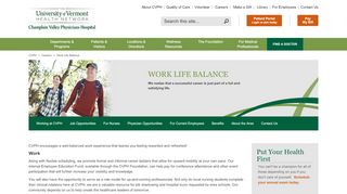 
                            3. UVM Health Network - CVPH - Work Life Balance