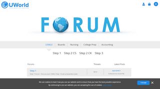 
                            3. UWorld Forums For USMLE, ABIM, ABFM, and NCLEX Forums