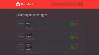 
                            1. uyeler.mynet.com passwords - BugMeNot