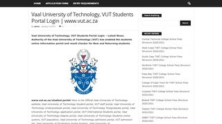 
                            5. Vaal University of Technology, VUT Students Portal Login ...