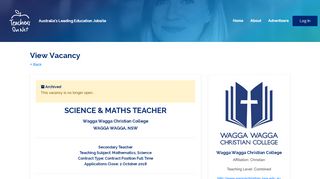 
                            4. Vacancy: SCIENCE & MATHS TEACHER - Teachers On Net