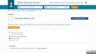 
                            2. Vacation Breeze LLC | Complaints | Better Business Bureau ...