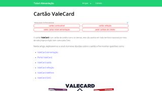 
                            5. ValeCard → Ticket Saldo Valecar【SAIBA MAIS】