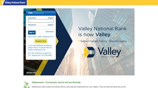 
                            3. Valley National Bank - VNB® eStatements