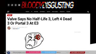 
                            7. Valve Says No Half-Life 3, Left 4 Dead 3 Or Portal 3 At E3 - Bloody ...