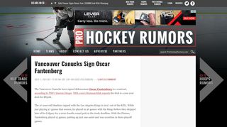 
                            9. Vancouver Canucks Sign Oscar Fantenberg