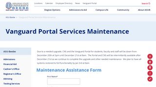 
                            5. Vanguard Portal Services Maintenance - ASU-Beebe