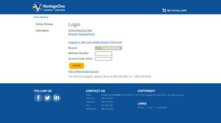 
                            5. VantageOne Credit Union - Online Banking