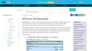 
                            9. VAT Form 100 (Karnataka) - help.tallysolutions.com