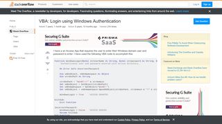 
                            6. VBA: Login using Windows Authentication - Stack Overflow