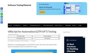 
                            3. VBScript for Automation (QTP/UFT) Testing