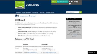
                            7. VCC Email - Vancouver Community College - Library and …