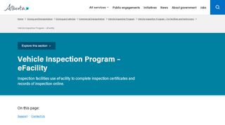 
                            4. Vehicle Inspection Program – eFacility | Alberta.ca