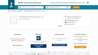 
                            6. Velocity Risk Underwriters, LLC. | Better Business Bureau® Profile