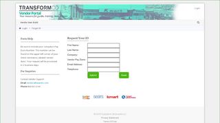 
                            1. Vendor Portal > Login > Forgot ID - Sears' Vendor Portal