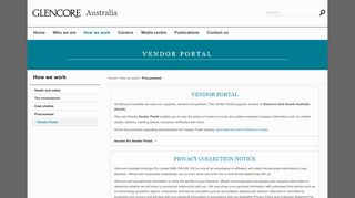 
                            3. Vendor Portal - Procurement | Glencore Australia