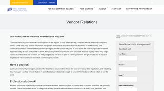 
                            4. Vendor Relations – Towne Properties Association Management