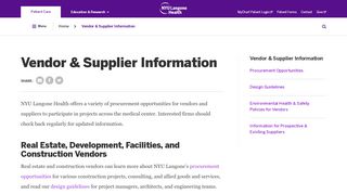 
                            5. Vendor & Supplier Information | NYU Langone Health