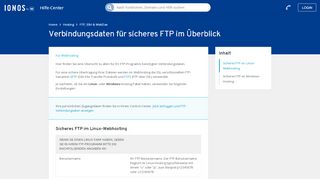 
                            4. Verbindungsdaten für sicheres FTP im Überblick - 1&1 ionos