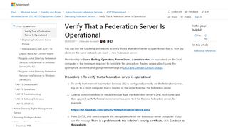 
                            2. Verify That a Federation Server Is Operational | Microsoft Docs