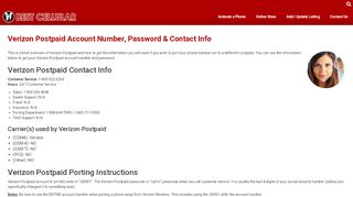 
                            8. Verizon Postpaid Account Number, Password & Contact Info