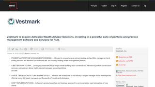 
                            6. Vestmark to acquire Adhesion Wealth Advisor Solutions, investing in a ...