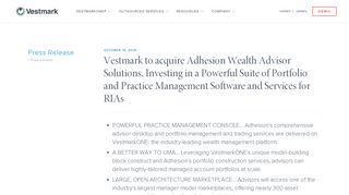 
                            8. Vestmark to acquire Adhesion Wealth Advisor Solutions,… | Vestmark