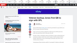 
                            8. Veteran backup Jones first QB to sign with XFL - …