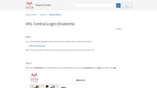 
                            9. VHL Central Login (Students) – Support Center