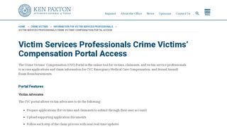 
                            6. Victim Services Professionals Crime Victims' Compensation Portal ...